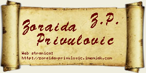 Zoraida Privulović vizit kartica